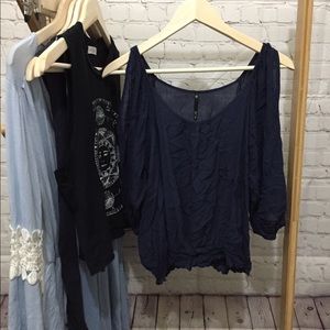 3/4 sleeve, open shoulder blouse